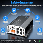 2000 Watt Pure Sine Wave Inverter 12v DC to 110v 120v AC Converter,4000W Peak Power Inverter with 4 AC Outlets,USB Port,Type-C,Remote Control LCD Display for Truck, RV, Vehicles, Solar Off-Grid