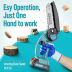 Mini Chainsaw Cordless, 6Inch Portable Small Chain Saw Battery Powered, Handheld Chainsaws with 2 * 24V 2.0MAH Powered Rechargeable Battery for Tree/Wood Cutting Trimming Craftsman Gardening Pruning