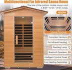 Far Infrared Sauna Home Sauna Outdoor Sauna for 2 Person, Dry Sauna with Low EMF 1950W,with Towel Rack and Cup Holder,Canadian Hemlock Wood