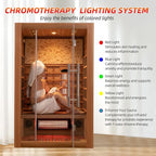 Infrared Sauna Room with WiFi Control, 2 Person Canadian Cedar Wood Indoor Saunas Spa with Red Light Therapy, Oxygen Bar, Speaker, Backrest, 1800W/220V, Ideal Sauna for Gym, Home