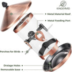 Kingsyard Metal Bird Feeders for Outdoors Hanging with 8 Ports, 4.5 lbs Large Tube Bird Feeder with Seed Tray for Cardinal Finch, Easy to Fill and Clean, Copper