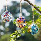 4” Tree of Life Witch Balls, Gazing Balls Hanging Friendship Balls, Hand-Blown Glass Christmas Ornament for Window Outdoor Home Decor, Garden Decoration, Gifts for Women (Muticolor)