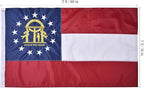 Georgia State Flag 3x5 Ft Deluxe Full Embroidered Premium Polyester Durable GA Outside Flag with Sewn Stripes and Brass Grommets for Indoor/Outdoor