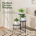 3 Tier Mosaic Plant Stand Foldable Corner Shelf for Indoor Outdoor Tall Plant Holder Display Rack for Patio Balcony Living Room Garden Decor