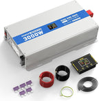 3000W Pure Sine Wave Power Inverter 24V DC to 120V AC Converter, Off-Grid Solar, RV, Truck, Boat, Car with Dual GFCI Outlets, 30W USB, 18W Type-C for Emergency Power,Gray Blue