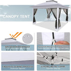 COBIZI 12x12 Pop up Gazebo on Clearance with Mosquito Netting,carpas para Patio Deals,Outdoor Canopy Tent with Portable Carrying Bag, Patio Gazebo for Garden Backyard, Lawn & Beach,Grey