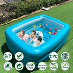 Inflatable Swimming Pool for Kids, 59" X 45" X 20" Kiddie Pools with Inflatable Soft Floor, Durable Blow Up Pools for Backyard, Garden or Indoor (Green)