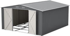 12x14 FT Shed Outdoor Storage Metal Large Garden Tool Sheds with Lockable Doors Floor Frame Gable Roof Waterproof Steel Utility Equipment Sheds for Backyard Patio Lawn Poolside, Black