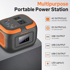 300W Portable Solar Powered Power Station Generator with 60W Panel, 120W 110V Outdoor Solar Power Pack with USB C Input for Home Use RV Van VanLife Power Outage