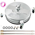 19" Pressure Washer Surface Cleaner with 4 Wheels, Stainless Steel Power Washer Surface Cleaner for Driveways Sidewalks Patios, 1/4" Quick Connector, 2 Extension Wand, 4000 PSI