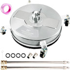 19" Pressure Washer Surface Cleaner with 4 Wheels, Stainless Steel Power Washer Surface Cleaner for Driveways Sidewalks Patios, 1/4" Quick Connector, 2 Extension Wand, 4000 PSI