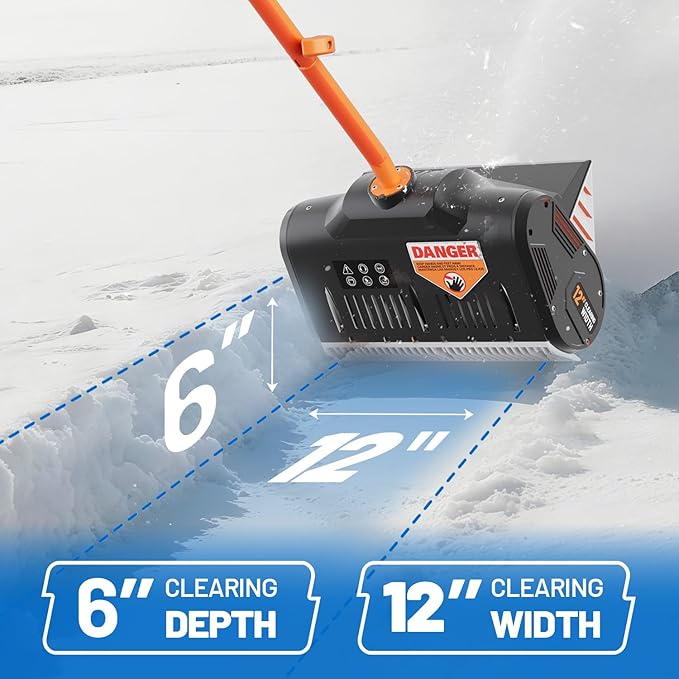 Litheli Cordless Snow Shovel, 20V 12'' Lightweight Electric Snow Blower for Driveway, Battery Powered Snow Thrower, 2.0Ah and 4.0Ah Battery Included