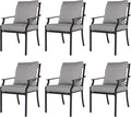 Grand patio Dining Chairs Set of 6，Outdoor Fixed Patio Dining Chairs Set of 6，Fixed Dining Chair，Outdoor Dining Chairs with Grey Cushions, Patio Chairs for Outside, Garden Lawn Porch, Backyard