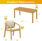 7-Piece Outdoor Dining Set for 6 with 23" Extra Wide Chair and Cushion，Patio Table and Chairs Set with All Acacia Wood Frame, All-Weather PE Rattan Outdoor Patio Furniture Set for Lawn Garden, Beige