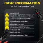 16Ft SolarCable SolarExtension Cable,10AWGSolar Panel ExtensionCable with Female and Male Connectors,Waterproof SolarExtension Cable Kit