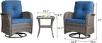 HUMMUH Patio Furniture 6-Piece PE Wicker Outdoor Conversation Set,All-Weather Rattan Swivel Chairs with Ottomans Glider Loveseat for Backyard,Poolside,Deck