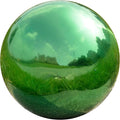 Nerien 12 Inch Gazing Ball, Stainless Steel Garden Mirror Globe, Polished Ornament Sphere, Hollow Floating Reflective Hemisphere, Home Outdoor Pond Housewarming Swimming Pool Decoration Gift, Green