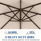 Outdoor Patio Umbrella with Sand Bag Included, 11 FT Deluxe Curvy Cantilever Umbrella Offset Hanging Umbrella with 360° Rotation for Market, Pool, Garden, Backyard, Deck