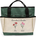 Personalized Garden Tools Set for Women: Custom Text Garden Tool Bag and Garden Shovel & Transplant Shovel & Hand Rake - Gardening Gifts for Mom Grandma Gardening Lover (2 Flowers)