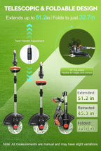 Cordless Weed Wacker, 12-Inch Electric Weed Wacker, Brushless Grass Trimmer with Wheels, 2×4.0Ah Batteries, Lightweight Electric Weed Eater with Telescoping Shaft for Lawn, Yard, Garden, Black
