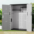 KINYING Outdoor Vertical Storage Shed,57 Cu.ft Outdoor Storage Cabinet Waterproof,Resin Sheds & Outdoor Storage Clearance for Garden,Patio,Backyard,Lockable (Grey)