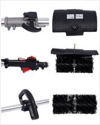 Handheld Sweeper 52CC 2 Stroke Gasoline Power Sweeper Outdoor Sweeping Broom 2.3HP Walk Behind Sweeper Cleaner 23.5'' Turf Lawns Driveway Grass Sweeping Cleaning Tool