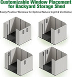 EAGLE PEAK 8x6 Resin Outdoor Storage Shed, Weatherproof Garden Shed with Floor & Lockable Doors, Tool & Equipment Storage for Backyard or Patio, White/Gray