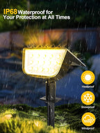Solar Spot Lights Outdoor, Ultra Bright Solar Garden Lights Warm White, IP68 Waterproof Landscape Spotlights, 800LM 2700K for Yard Garden Wall Driveway, 2 Pack