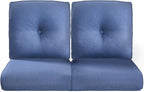 Pop 22x25/22x24 Outdoor Seat Cushions Set of 2 - Comfortable High Back Water-Resistant Patio Wicker Chairs Cushion for Dining Rocker Glider Loveseat Couch Sectional Sofa - Navy Blue/Button