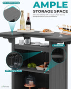 SERWALL Outdoor Bar Table,Patio Bar Cabinet with 4-Tier Storage and Spacious Tabletop for Outside,Poolside, Backyard,Made of HDPE,Gray