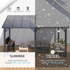 AECOJOY 14' x 8' Gazebo Outdoor Pergola for Patio, Hard Top Lean to 8x14 Gazebo Shelter Pergolas and Gazebos Clearance with Patio Roof, Large Wall-Mounted Heavy Duty Awnings for Patio, Decks, Backyard