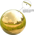 Nerien 10 Inch Gazing Ball, Stainless Steel Garden Mirror Globe, Polished Ornament Sphere, Hollow Floating Reflective Hemisphere, Home Outdoor Pond Housewarming Swimming Pool Decoration Gift, Gold