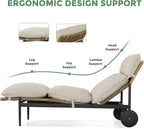 Chaise Lounge Chair Outdoor - PE Rattan Wicker Patio Pool Lounge Chair with Cushion and Wheels, Aluminum Waterproof Chaise Lounger for Poolside Backyard Deck Porch