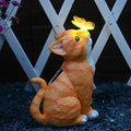 Cat Garden Figurines Outdoor Decor Solar Statue with LED Lights for Patio Lawn Yard Art Decoration Housewarming Garden Gift