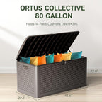80 Gallon Resin Storage Box, All-Weather, Lockable Multi-Purpose Deck Box for Outdoor Cushions, Patio Items, and Garden Equipment, Pure Brown