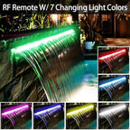 PONDO Lighted Waterfall Pool Fountain 12'' w/LED 7 Color Changing and Remote, Acrylic Waterfall Spillway for Sheer Descent Garden Outdoor