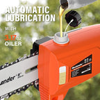 Pole Saw 8-Inch Cordless Pole Saws for Tree Trimming, 15-Feet MAX Reach Electric Pole Saw, 16ft/s Cutting Speed Auto Oiling Multi-Angle Pole Chainsaw with 20V 2.0Ah Battery & Charger