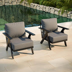 COOS BAY Iron Luxe Modern Outdoor Patio Chairs Set of 2, Lounge Accent Chairs for Backyard, Deck, Porch, Garden, Black/Gray