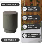 LeisureMod Modern Side Table Round Fiberstone Top Accent End Table for Home, Outdoor Patio, Living Room Sofa, Weather-Resistant, Eden Series in Grey