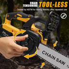 Chainsaw Cordless, 12 Inch Electric Chain Saw, Handheld Brushless Chainsaws with Tool-free Chain Tension & Auto Lubrication, 4000mah*2 Battery (12 Inch Chainsaw)