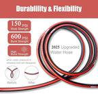 50FT Heavy Duty Flexible Garden Hose,Outdoor Water Hose 5/8Inch with 7 Pattern Spray Nozzle,No Tangle Rubber Hose Car Washing Pipe with 3/4"100% Solid Brass Fittings