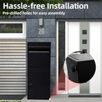 Black Mailboxes for Outside，Galvanized Steel Large Package Delivery Boxes for Outside,with Adjustable Baffle Parcel Drop Box,Wind and Rainproof Packages Box for front Porch