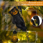 Solar Garden Decor Outdoor Statues-Resin Raccoon Climbing Vine & Squirrel Figurine with LED Light, Waterproof Hanging Animal Figurine with Hook for Patio, Yard, Home Decor Gift (Raccoon)