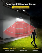 LE Solar Lights for Outside, Solar Lights Outdoor with Motion Sensor, WL4000 High Brightness, 3 Adjustable Heads 270° Wide Lighting Angle, IP65 Waterproof, Wireless Wall Lamp for Yard Garage