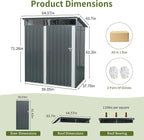 5x3 FT Grey Outdoor Metal Storage Shedfor Tools, Lawnmower, Bikes & Outdoor Gear, Lockable, Waterproof & UV-Resistant Heavy-Duty Steel 3x5 Shed for Backyard, Patio & Lawn, Easy Assembly