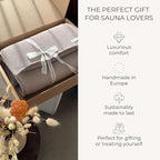 SAUNASOFA™ Sauna Mat & Pillow Set – 1 person sauna seat cushion and pillow for infrared and finnish sauna – heat-resistant sauna kit in taupe