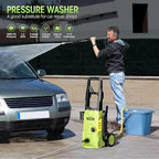 Electric High Pressure Washer - Portable Washer with 23 FT Water Outlet & 6.6 FT Inlet Hose, Steel Spray Wand, Foam-Adjustable Cannon, 4 Nozzle Set, Cleans Car/Patio/Fence/Window, 3800PSI 2.4GPM