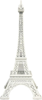 allgala 7" Eiffel Tower Statue Decor Alloy Metal, White