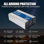 2000W Pure Sine Wave Inverter DC 12V to AC 120V, 4000W Peak Power with LED Display, Power Converter for Car, Truck, Solar, Home & Rechargeable Devices