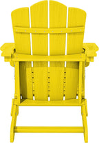 KINGYES Folding Adirondack Chair Set of 2, HDPE All-Weather Folding Adirondack Chair, Yellow